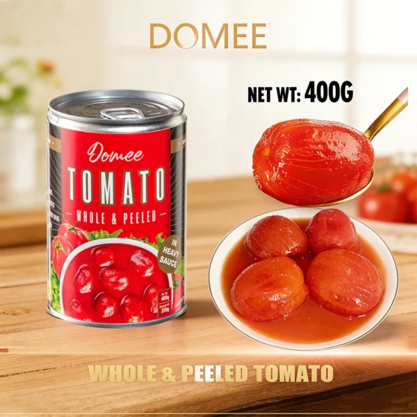 1Carton x 24Tins Domee  Whole Peeled Tomato In Heavy Sauce 400g