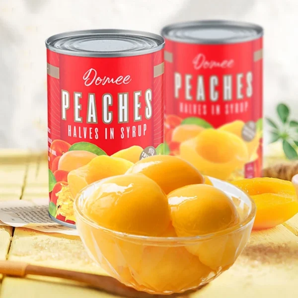 1Carton x 12Tins Domee Peaches Halves in Syrup 820g